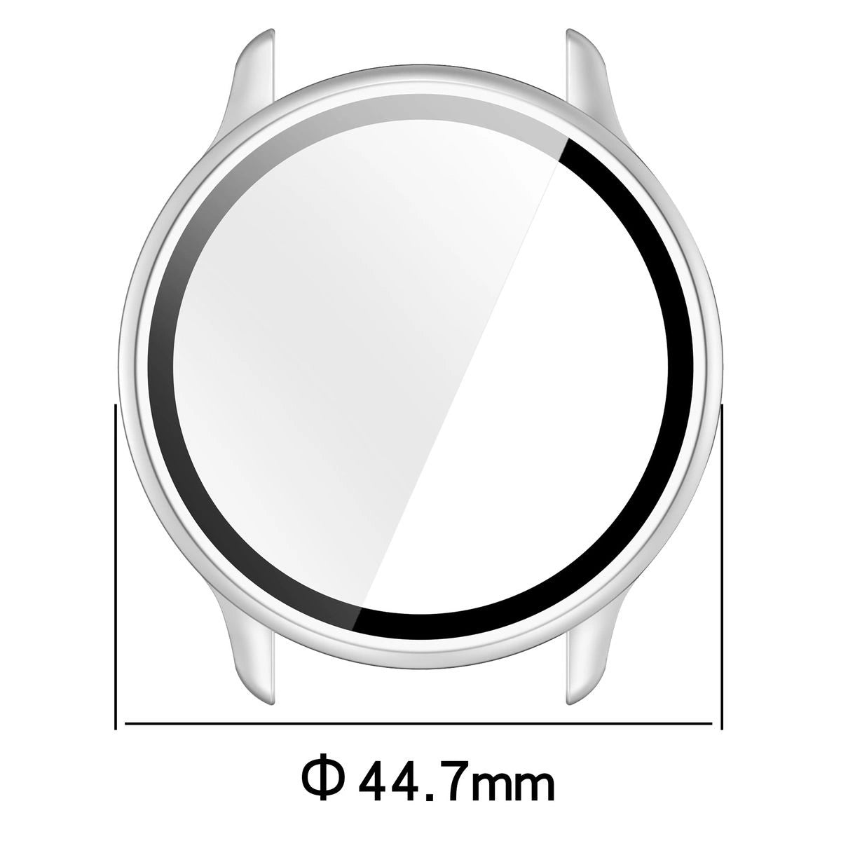 Schutzhülle mit Glas für Garmin Vivoactive 6, Bizon Case Watch Adamo, satiniertes Silbern