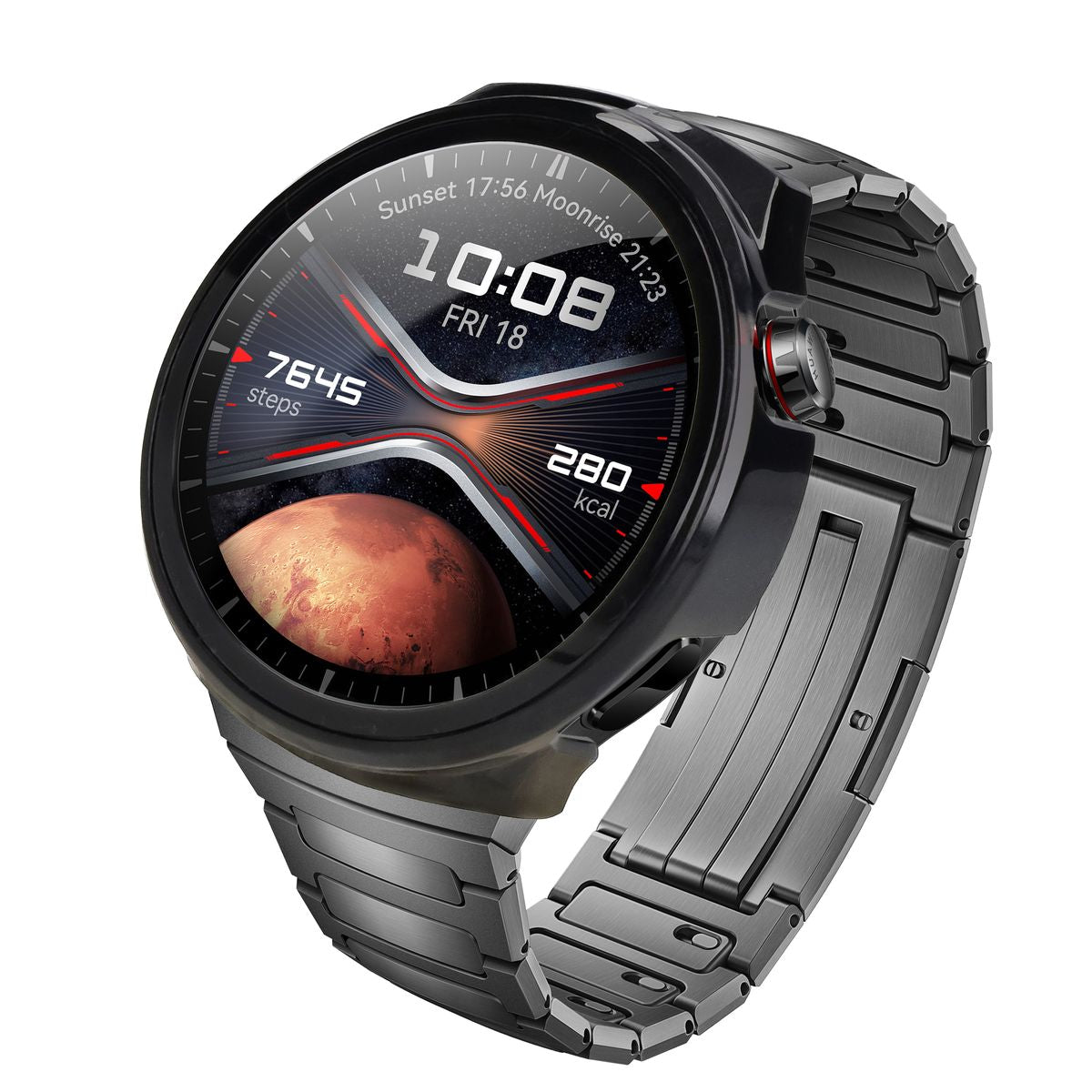 Schutzhülle mit Glas für Huawei Watch 4 Pro Space Edition, Bizon Case Watch Adamo, Schwarz
