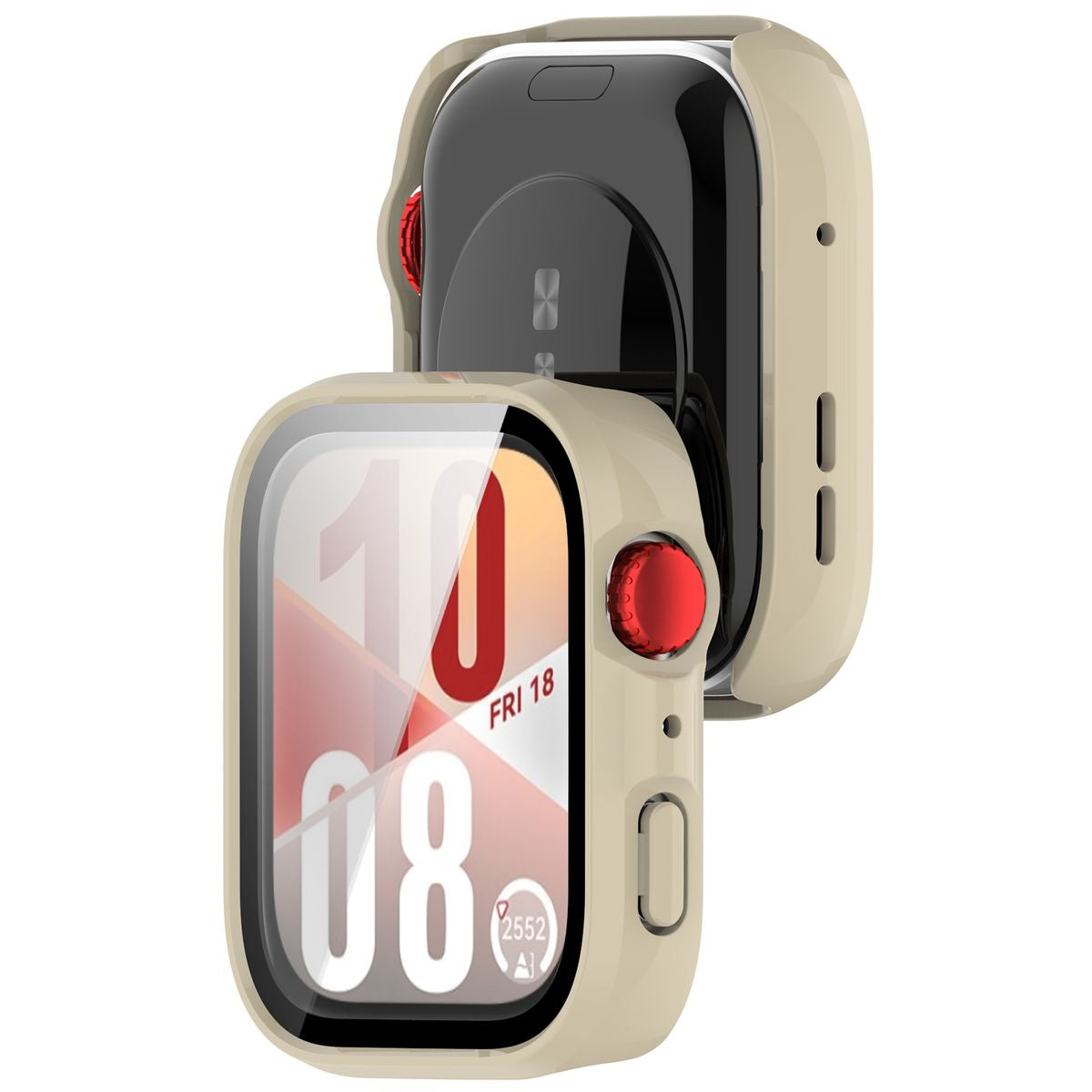 Schutzhülle mit Glas für Huawei Watch Fit 4, Bizon Case Watch Adamo, Beige