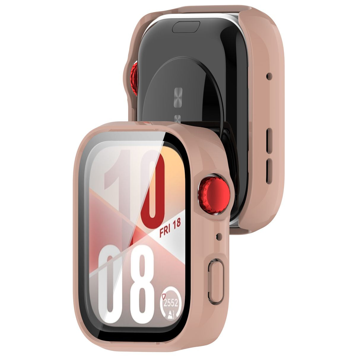 Schutzhülle mit Glas für Huawei Watch Fit 4, Bizon Case Watch Adamo, Rosa
