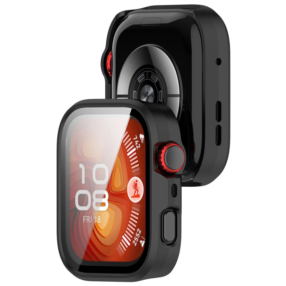 Schutzhülle mit Glas für Huawei Watch Fit 4 Pro, Bizon Case Watch Adamo, mattes Schwarz