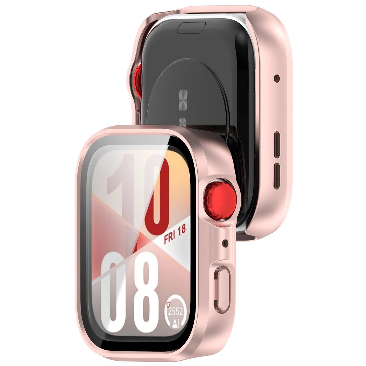 Schutzhülle mit Glas für Huawei Watch Fit 4, Bizon Case Watch Adamo, satiniertes Rosa
