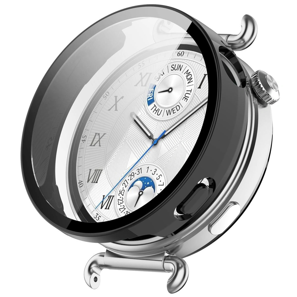Schutzhülle mit Glas für Huawei Watch GT6 41 mm. Bizon Case Watch Adamo, Schwarz