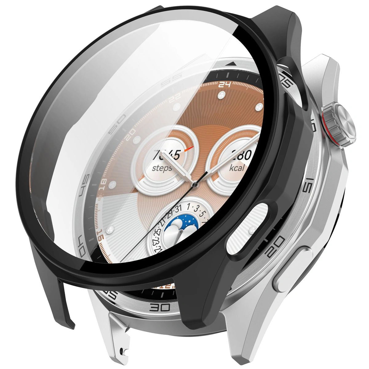 Schutzhülle mit Glas für Huawei Watch GT6 46 mm. Bizon Case Watch Adamo, Matt Schwarz