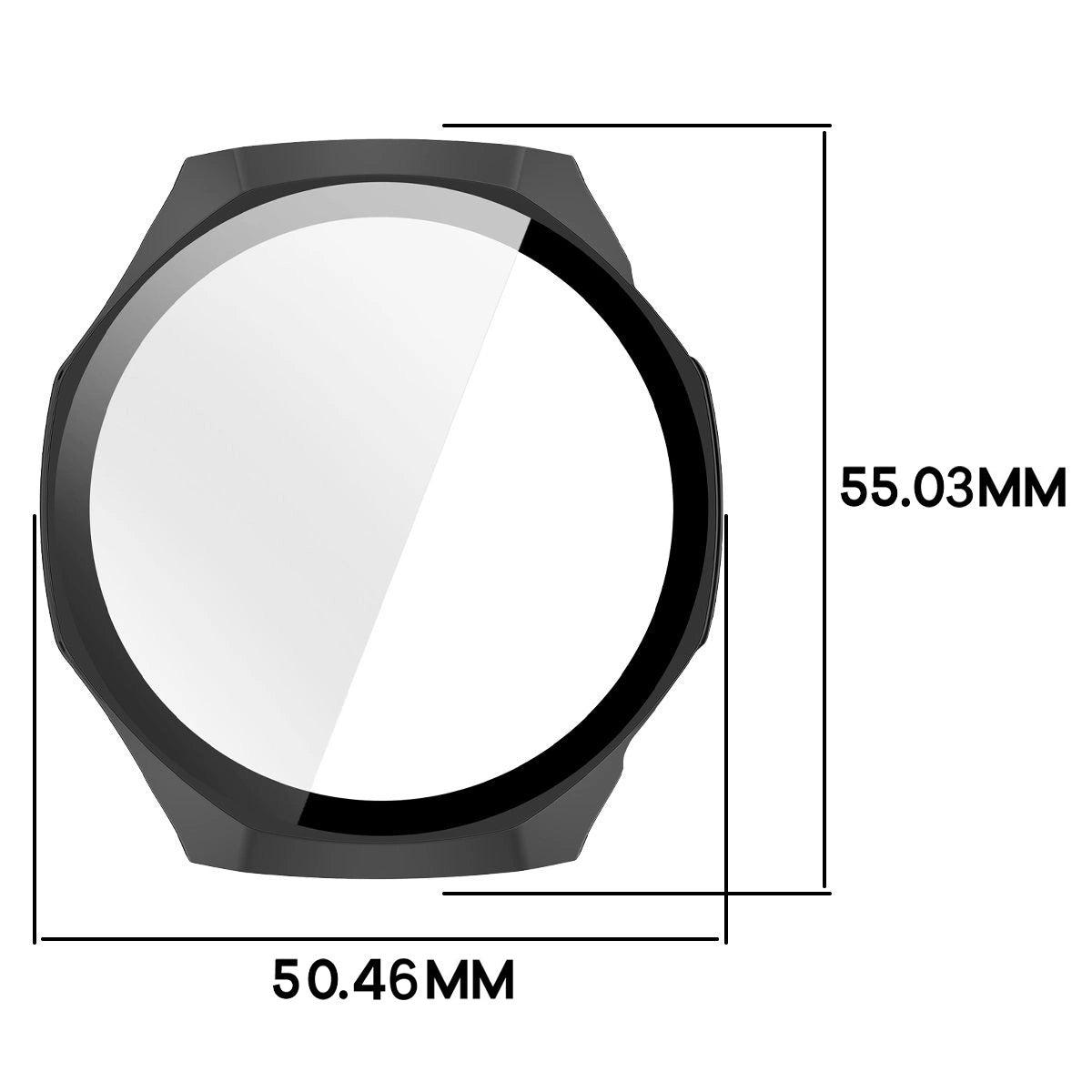 Schutzhülle mit Glas für Huawei Watch GT6 Pro 46 mm, Bizon Case Watch Adamo, Schwarz