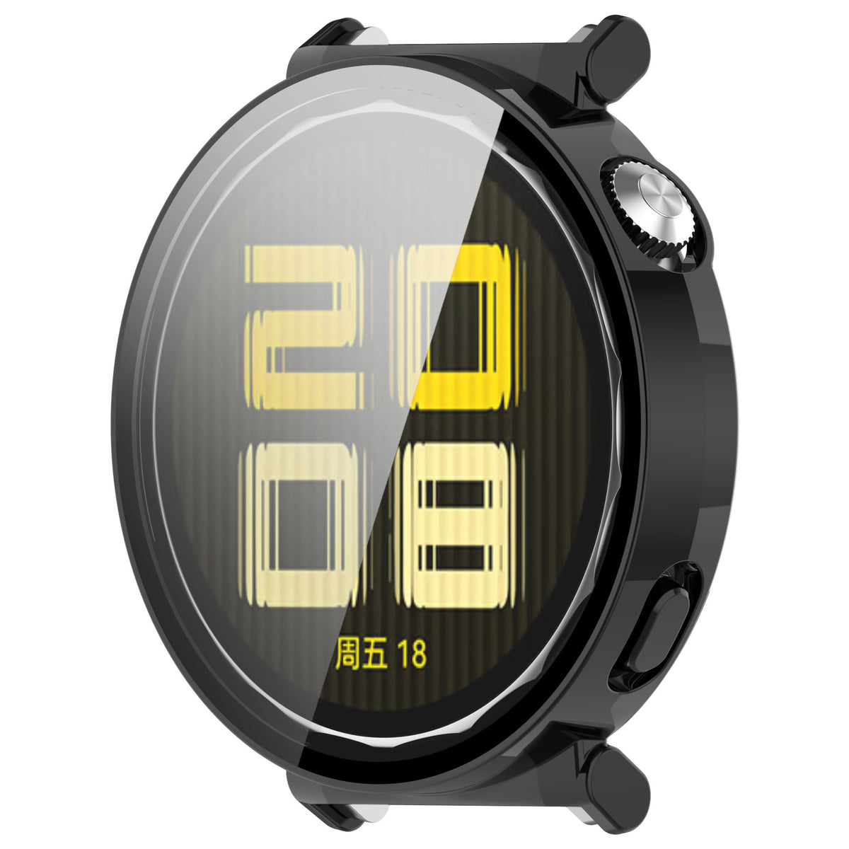Schutzhülle mit Glas für Huawei Watch GT 5 41 mm, Bizon Case Watch Adamo, Schwarz