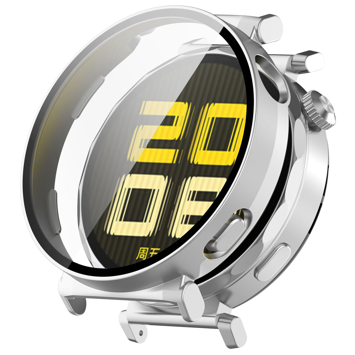 Schutzhülle mit Glas für Huawei Watch GT 5 41 mm, Bizon Case Watch Adamo, satiniertes Silbern