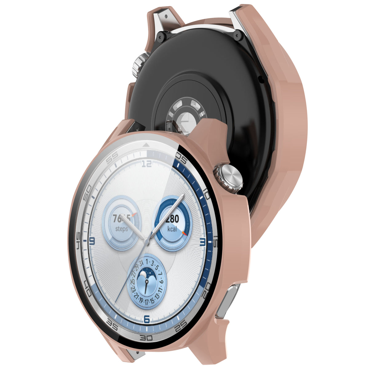 Schutzhülle mit Glas für Huawei Watch GT 5 46 mm, Bizon Case Watch Adamo, Rosa