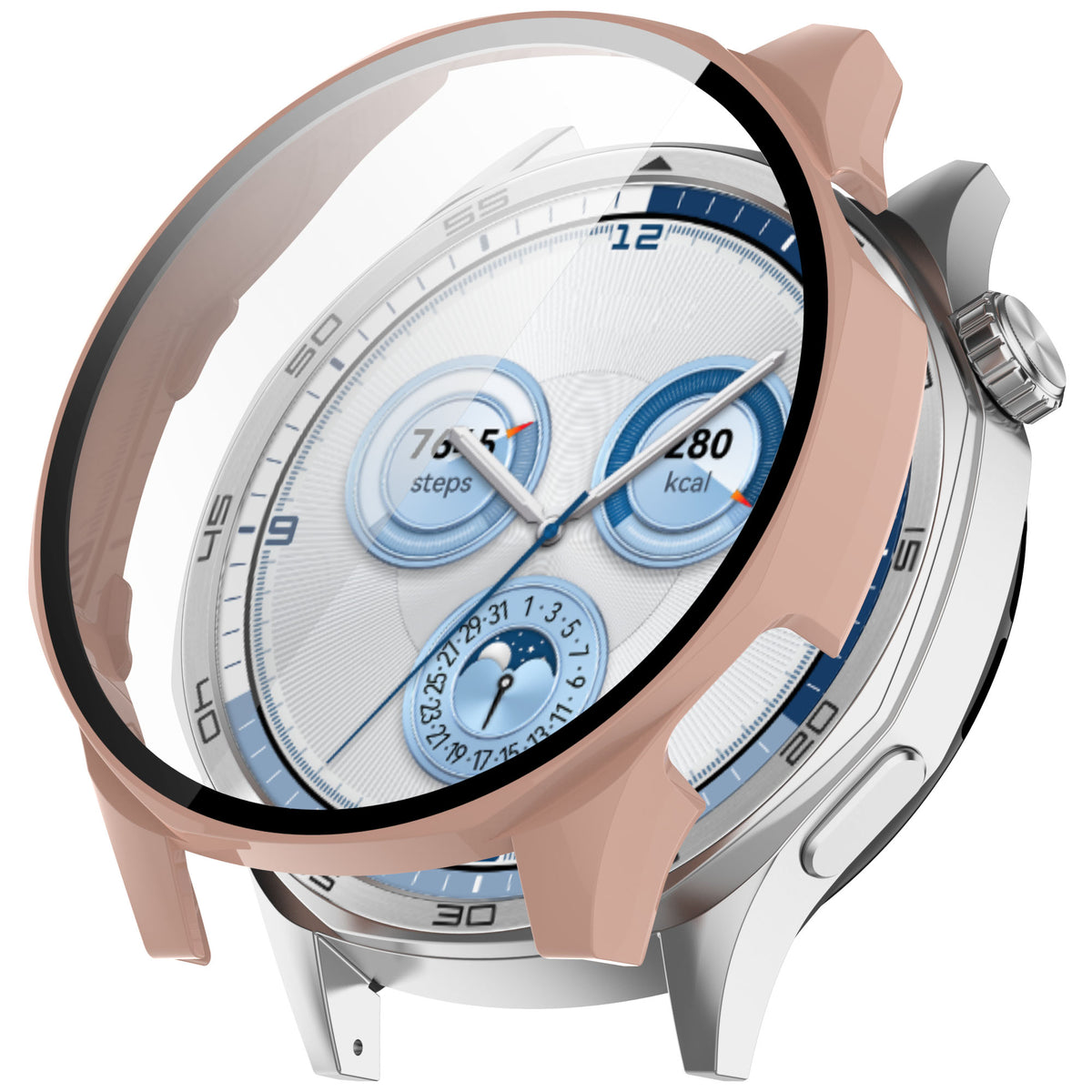Schutzhülle mit Glas für Huawei Watch GT 5 46 mm, Bizon Case Watch Adamo, Rosa