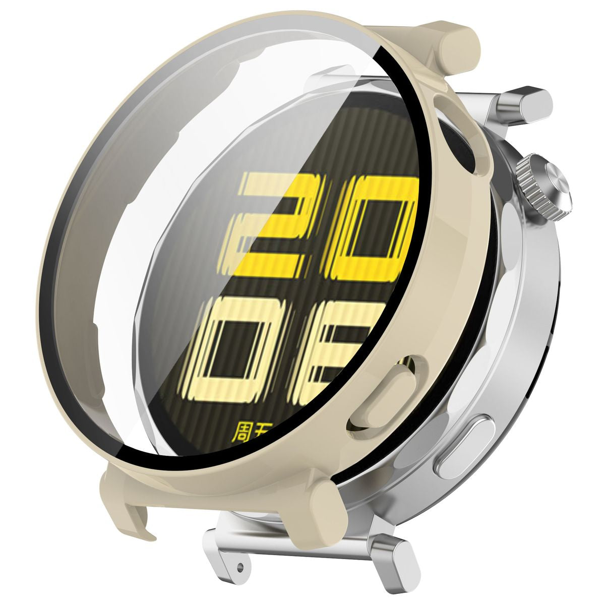 Schutzhülle mit Glas für Huawei Watch GT 5 Pro 42 mm, Bizon Case Watch Adamo, Beige