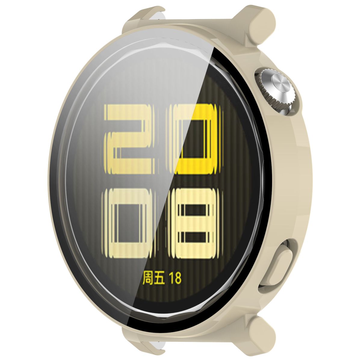 Schutzhülle mit Glas für Huawei Watch GT 5 Pro 42 mm, Bizon Case Watch Adamo, Beige