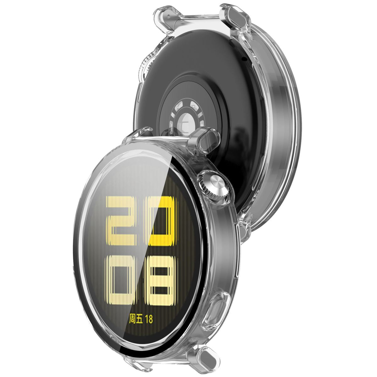 Schutzhülle mit Glas für Huawei Watch GT 5 Pro 42 mm, Bizon Case Watch Adamo, Transparent