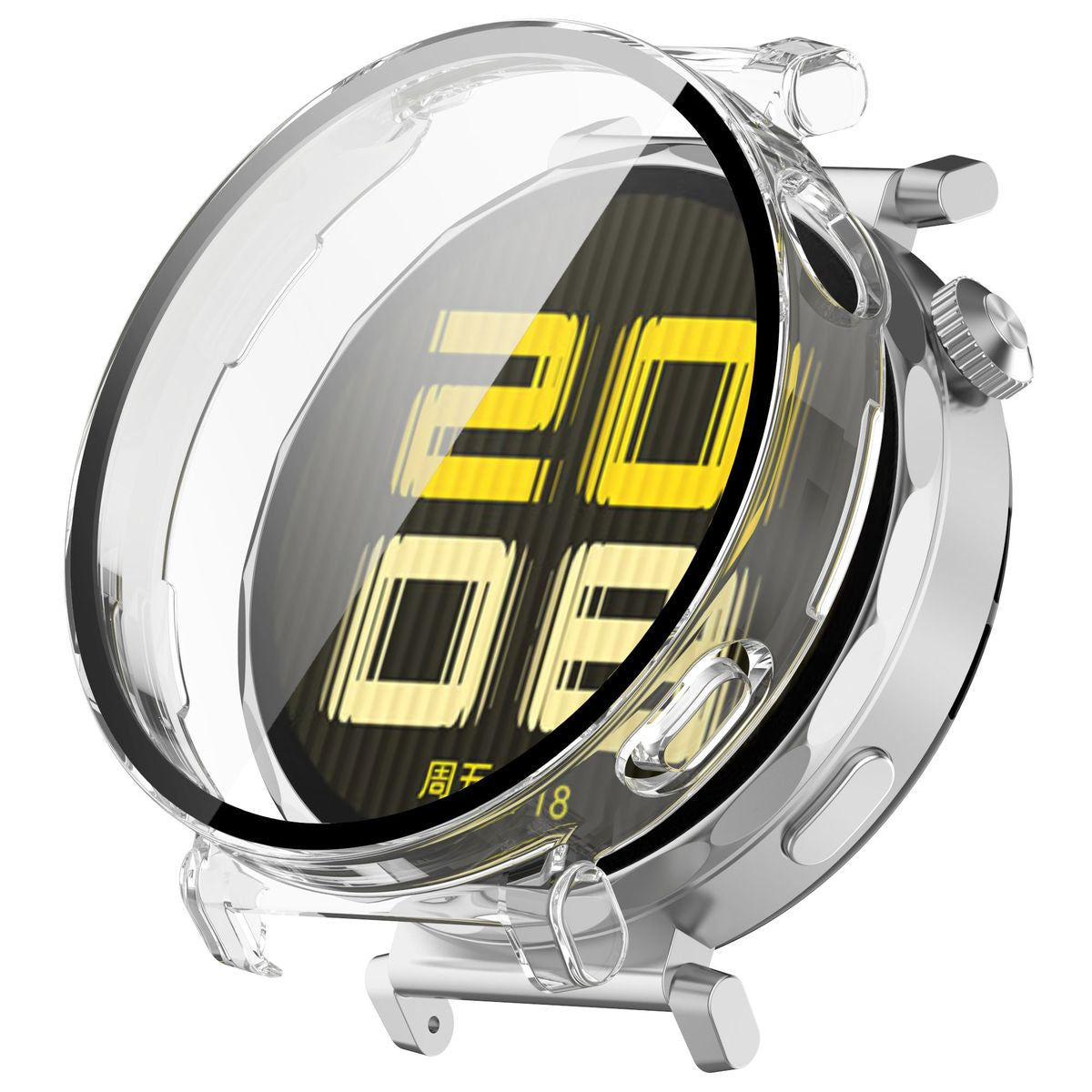 Schutzhülle mit Glas für Huawei Watch GT 5 Pro 42 mm, Bizon Case Watch Adamo, Transparent