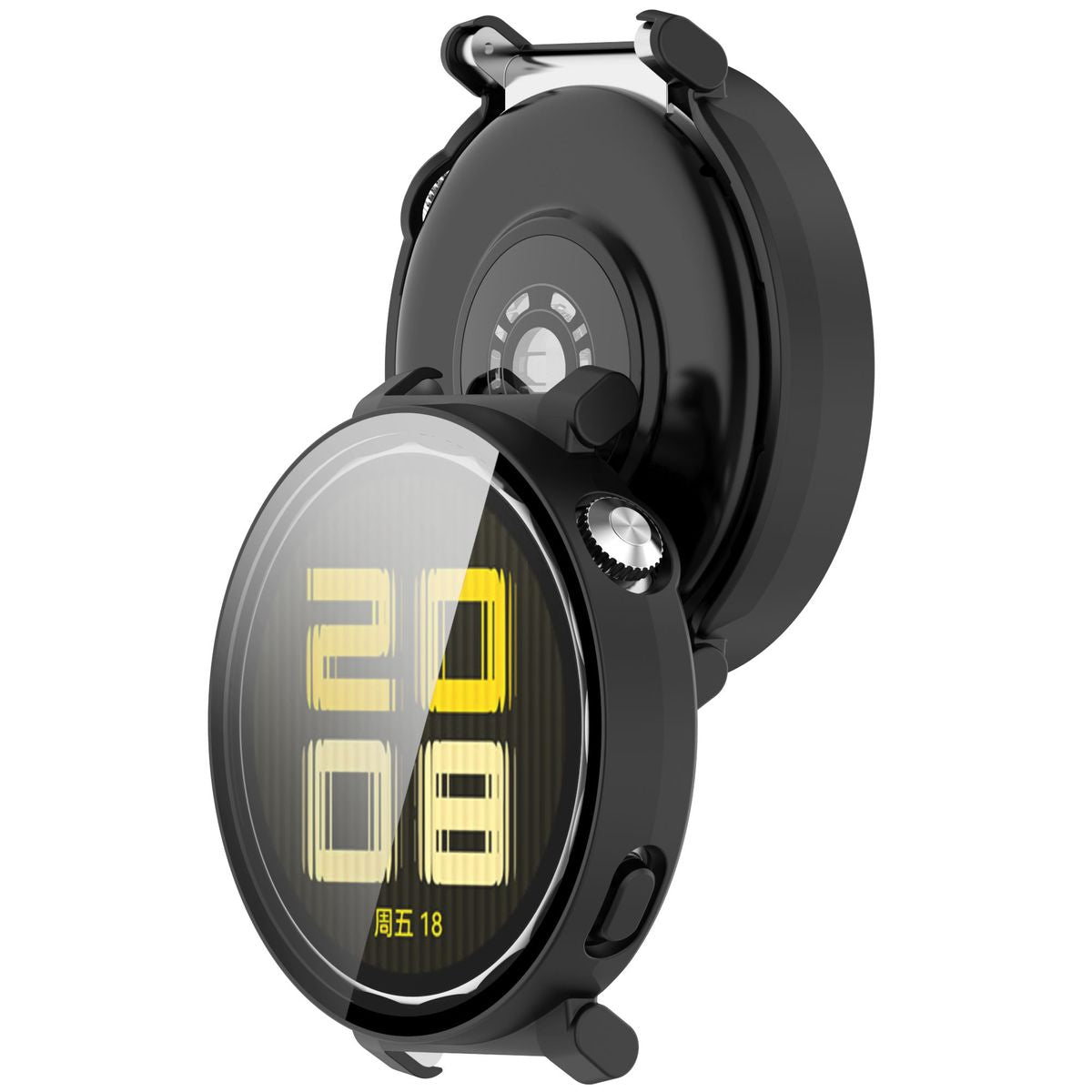 Schutzhülle mit Glas für Huawei Watch GT 5 Pro 42 mm, Bizon Case Watch Adamo, Mattes Schwarz