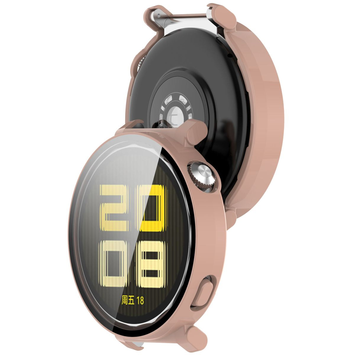 Schutzhülle mit Glas für Huawei Watch GT 5 Pro 42 mm, Bizon Case Watch Adamo, Rosa