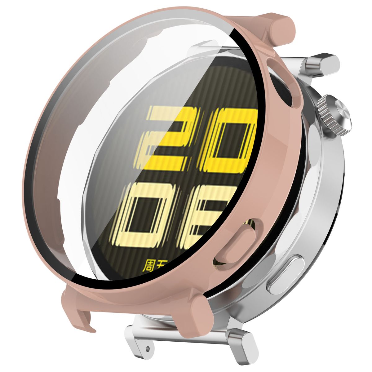 Schutzhülle mit Glas für Huawei Watch GT 5 Pro 42 mm, Bizon Case Watch Adamo, Rosa