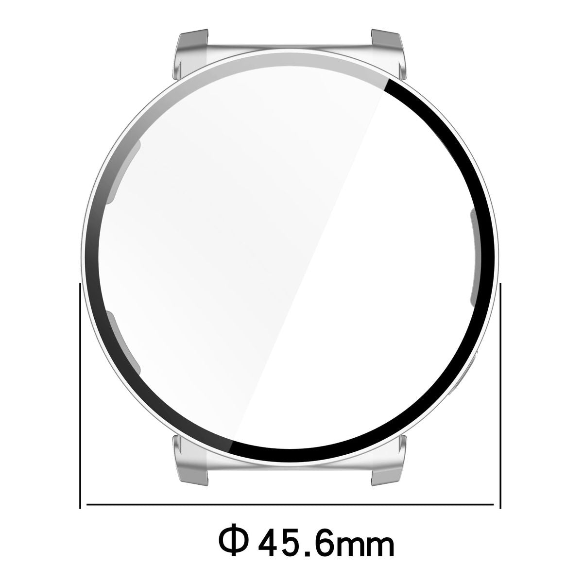 Schutzhülle mit Glas für Huawei Watch GT 5 Pro 42 mm, Bizon Case Watch Adamo, Satiniert Silbern