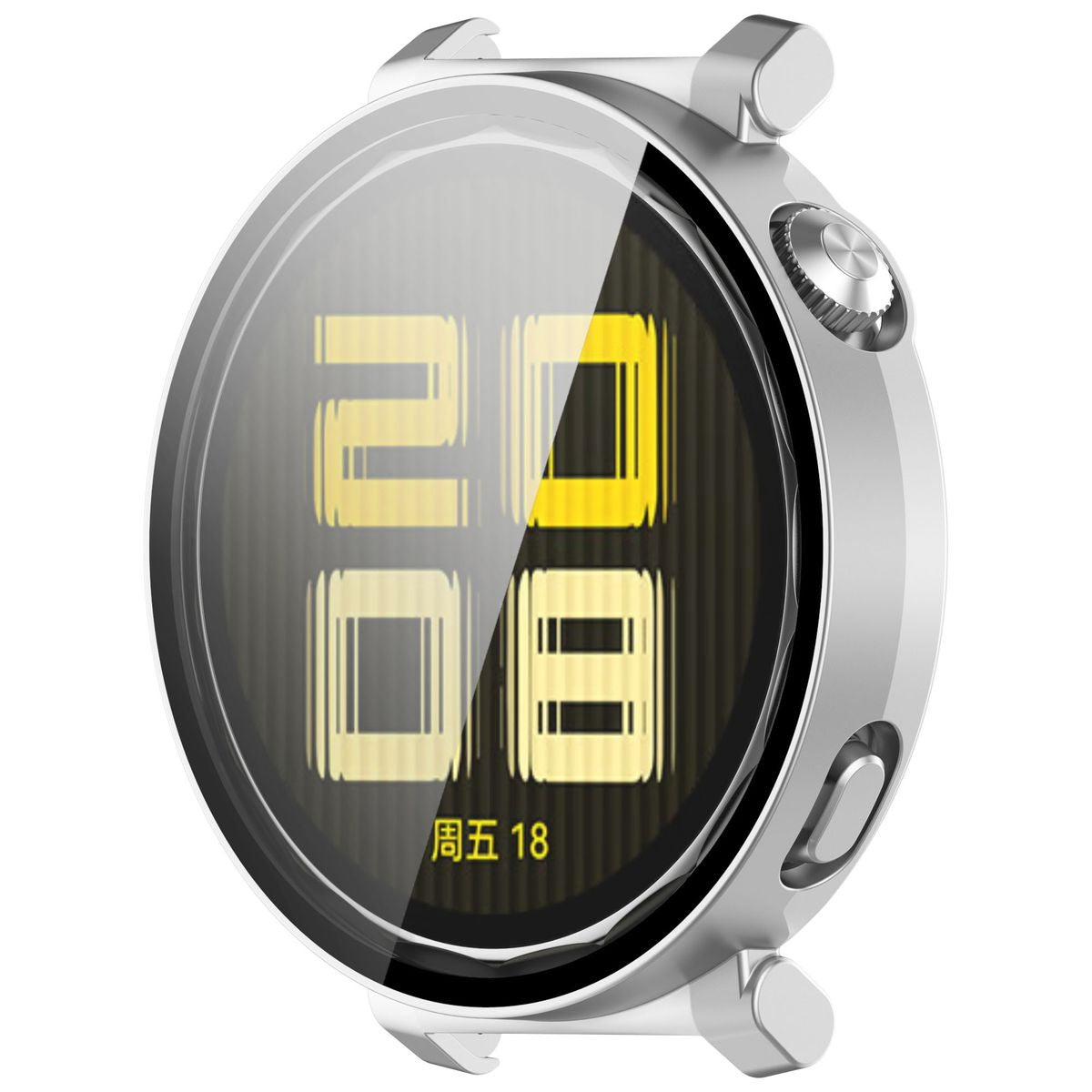 Schutzhülle mit Glas für Huawei Watch GT 5 Pro 42 mm, Bizon Case Watch Adamo, Satiniert Silbern