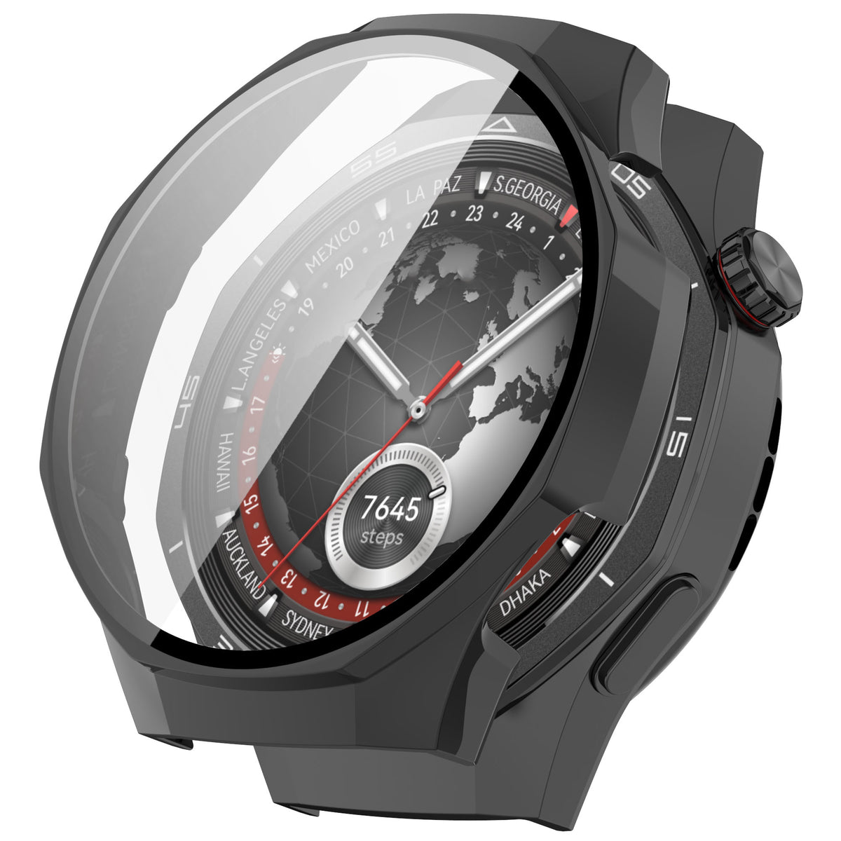 Schutzhülle mit Glas für Huawei Watch GT 5 Pro 46 mm, Bizon Case Watch Adamo, Schwarz