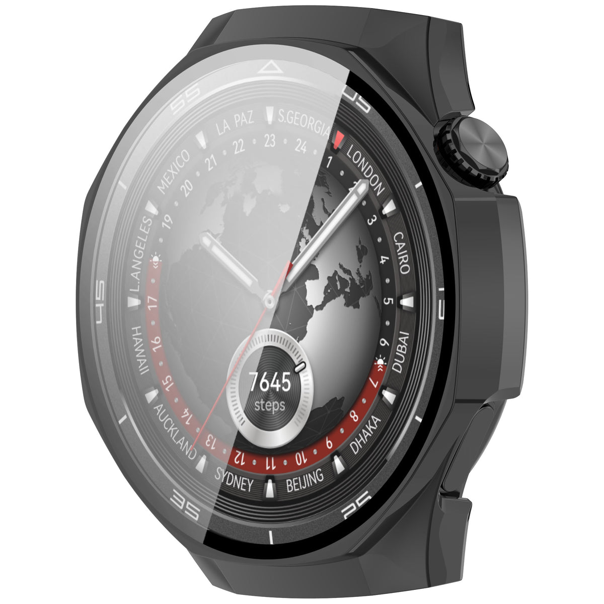 Schutzhülle mit Glas für Huawei Watch GT 5 Pro 46 mm, Bizon Case Watch Adamo, Schwarz