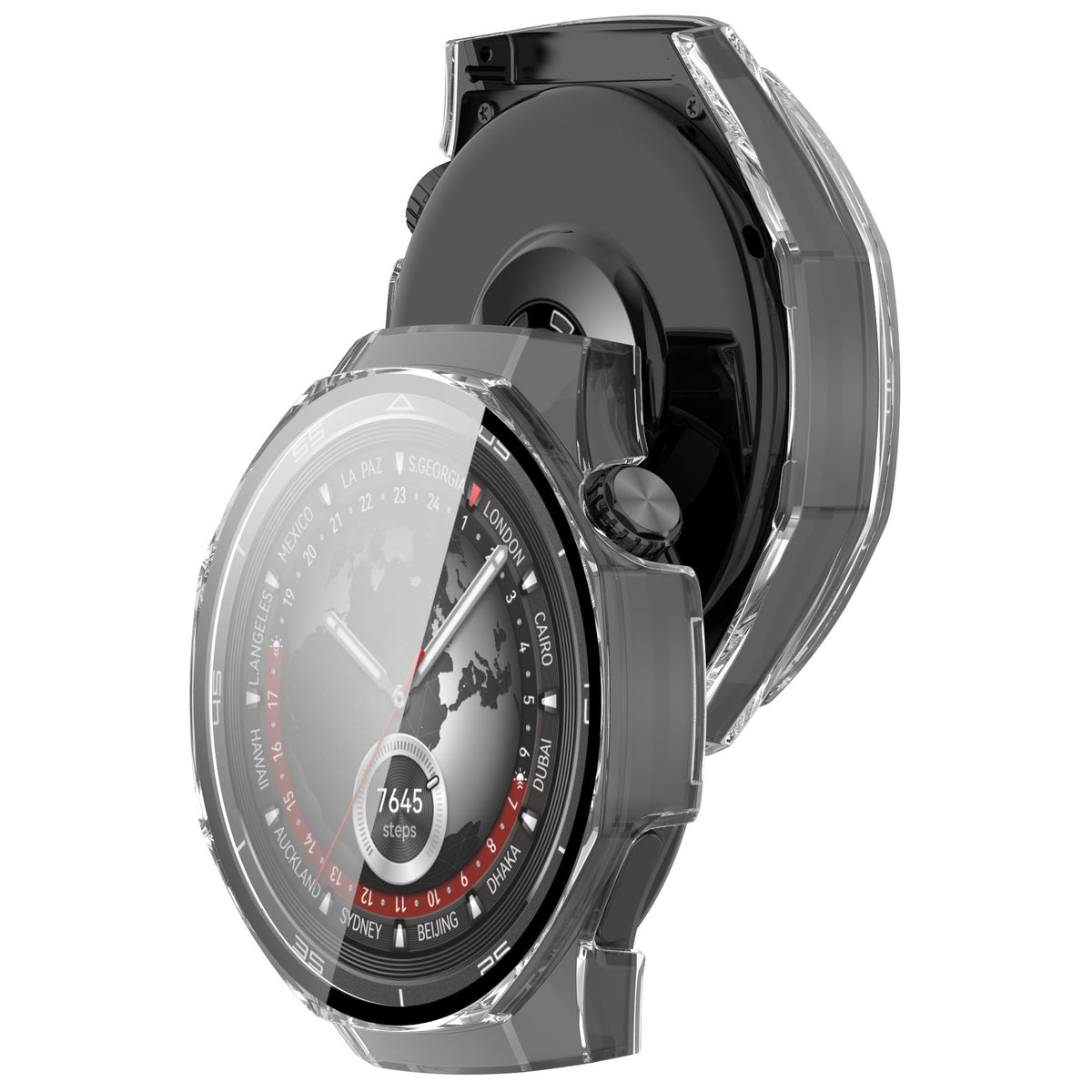 Schutzhülle mit Glas für Huawei Watch GT 5 Pro 46 mm, Bizon Case Watch Adamo, Transparent