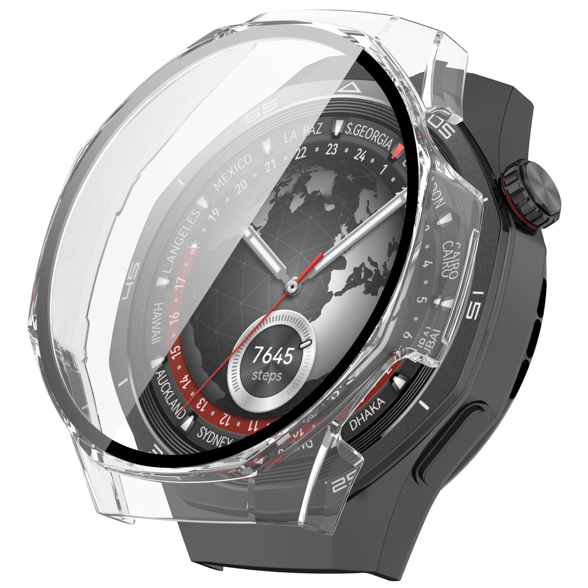 Schutzhülle mit Glas für Huawei Watch GT 5 Pro 46 mm, Bizon Case Watch Adamo, Transparent