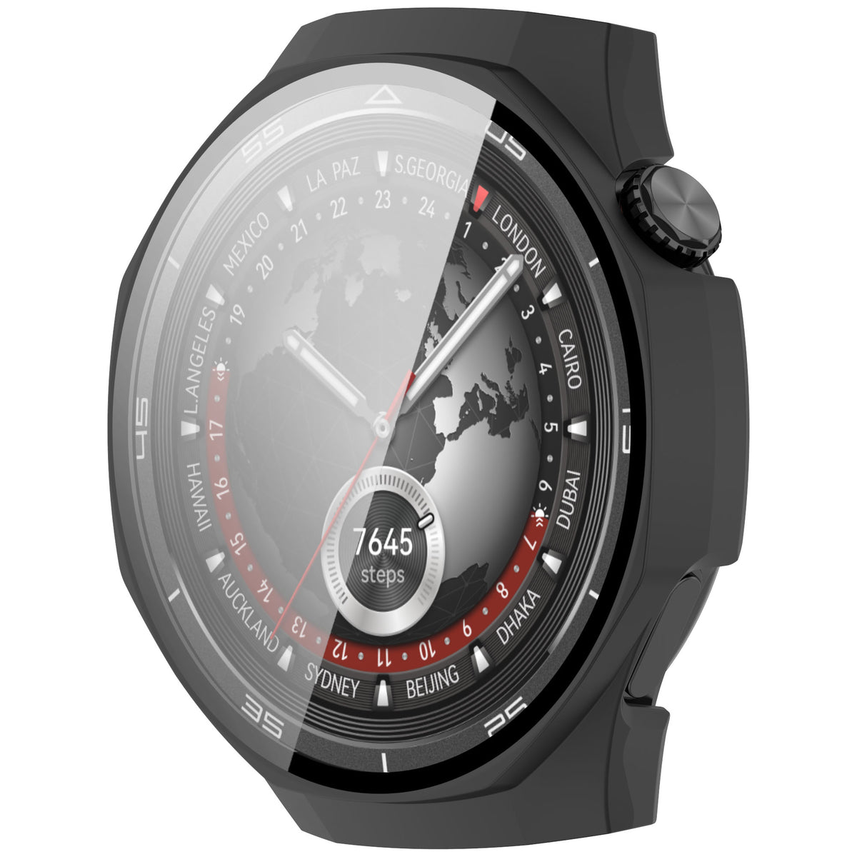 Schutzhülle mit Glas für Huawei Watch GT 5 Pro 46 mm, Bizon Case Watch Adamo, Mattes Schwarz