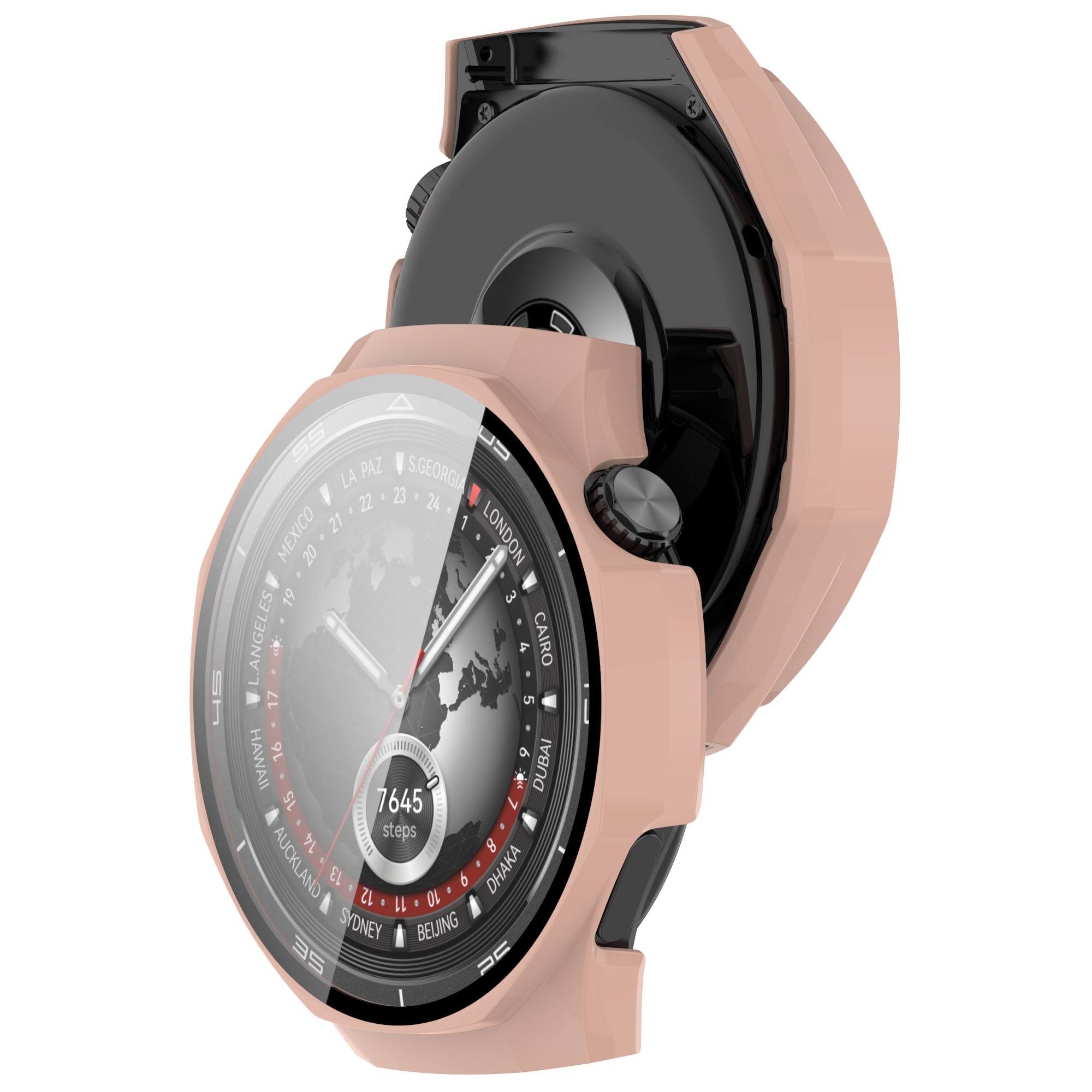 Schutzhülle mit Glas für Huawei Watch GT 5 Pro 46 mm, Bizon Case Watch Adamo, Rosa