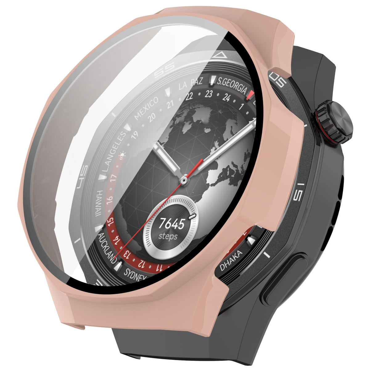 Schutzhülle mit Glas für Huawei Watch GT 5 Pro 46 mm, Bizon Case Watch Adamo, Rosa