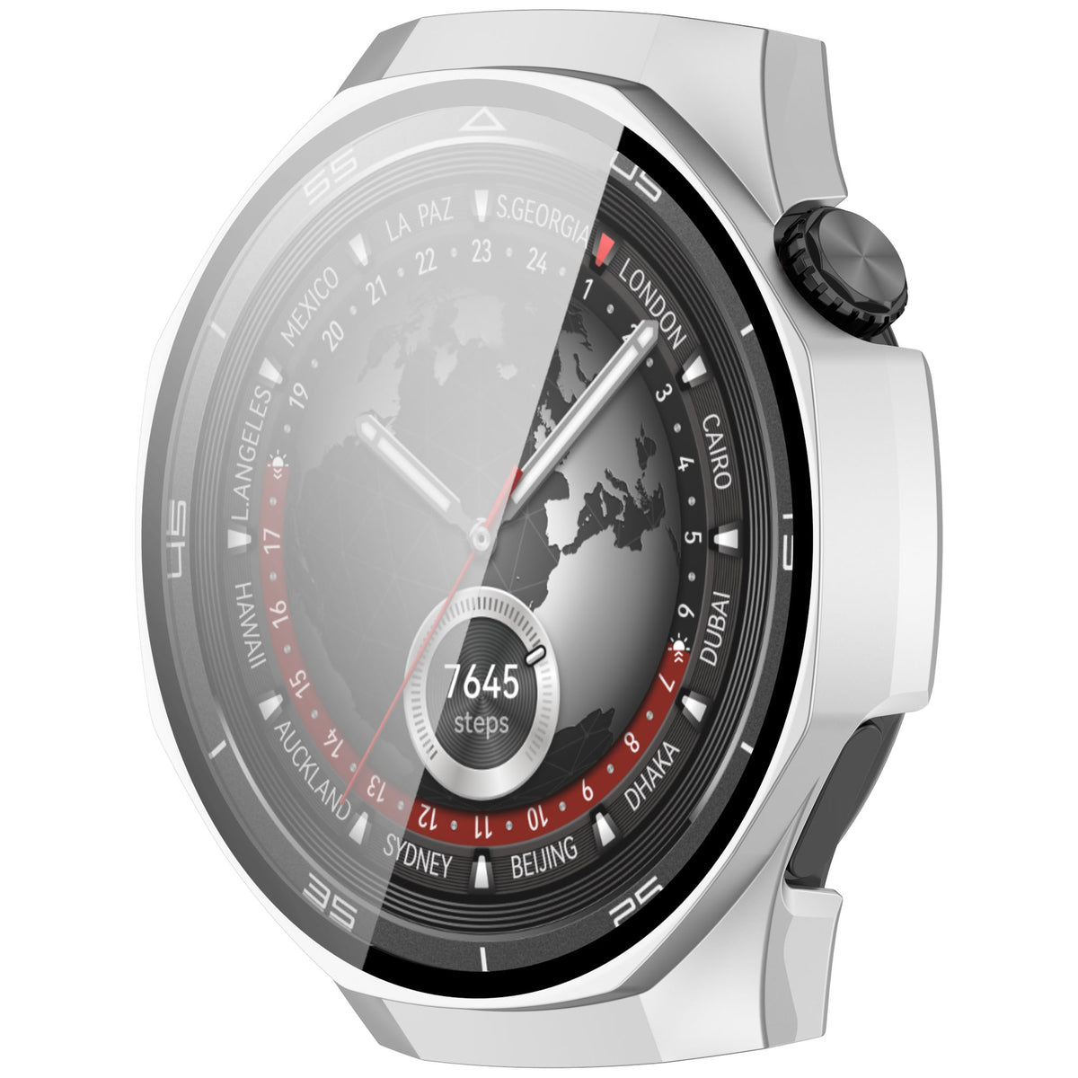 Schutzhülle mit Glas für Huawei Watch GT 5 Pro 46 mm, Bizon Case Watch Adamo, Satin Silber