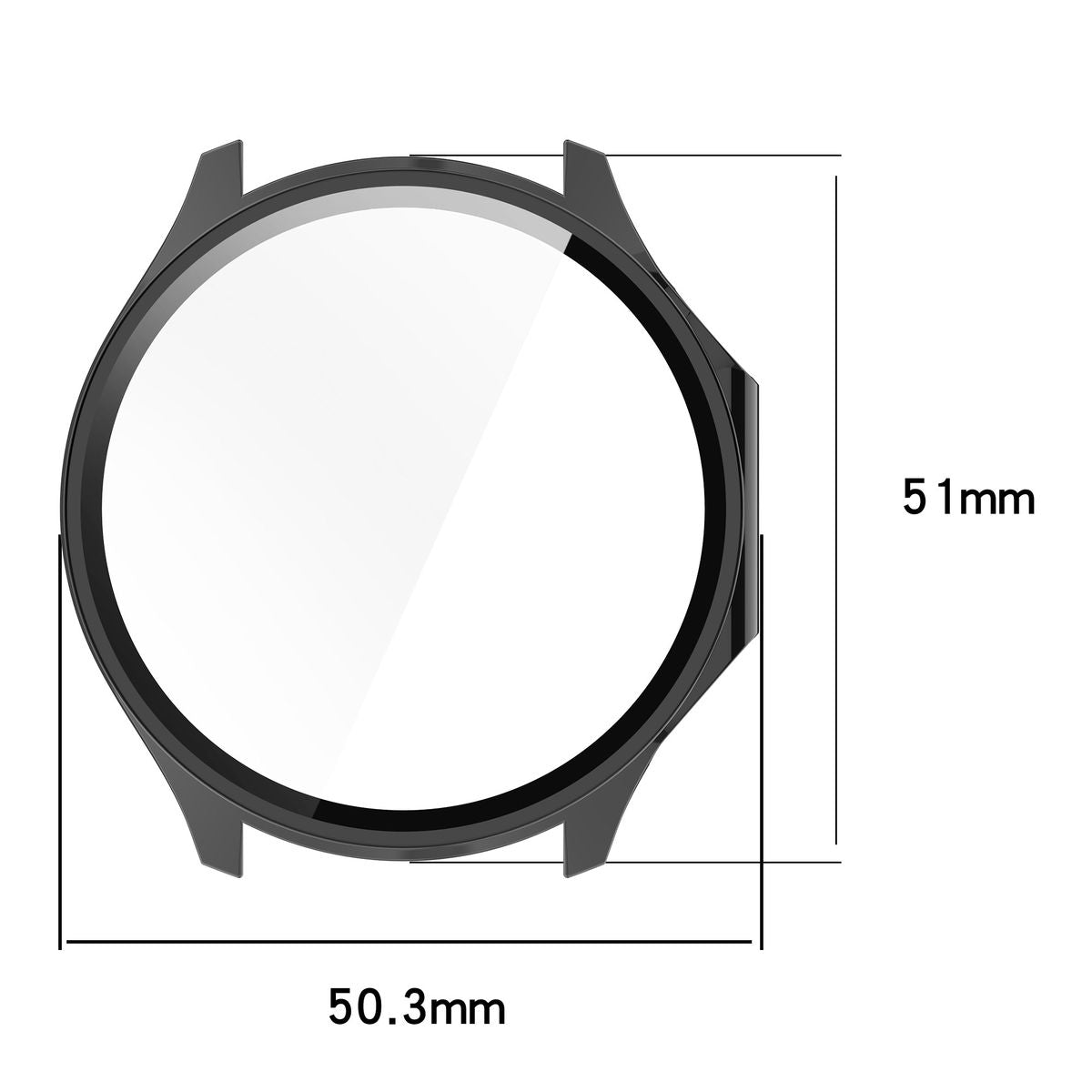 Schutzhülle mit Glas für OnePlus Watch 3 / Oppo Watch X2, Bizon Case Watch Adamo, Schwarz