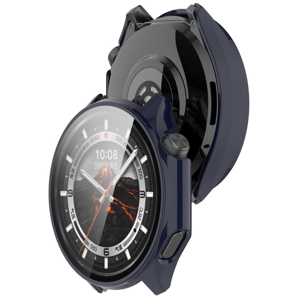 Schutzhülle mit Glas für OnePlus Watch 3 / Oppo Watch X2, Bizon Case Watch Adamo, Blau