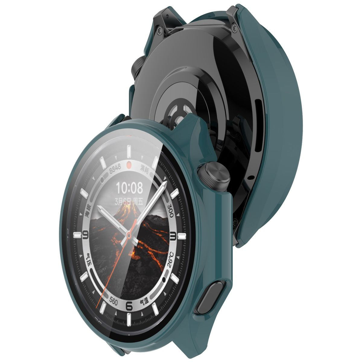 Schutzhülle mit Glas für OnePlus Watch 3 / Oppo Watch X2, Bizon Case Watch Adamo, Grün