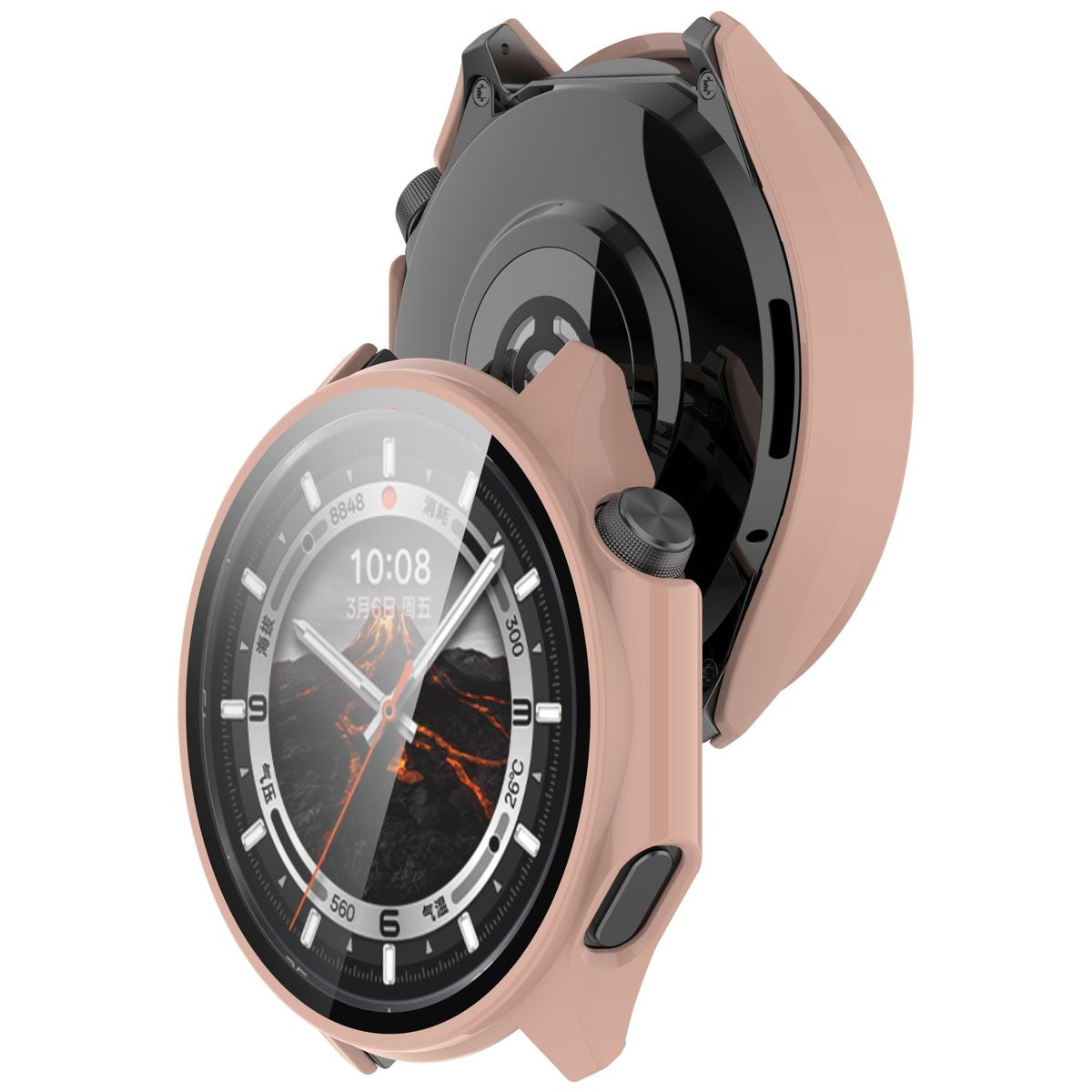 Schutzhülle mit Glas für OnePlus Watch 3 / Oppo Watch X2, Bizon Case Watch Adamo, Rosa