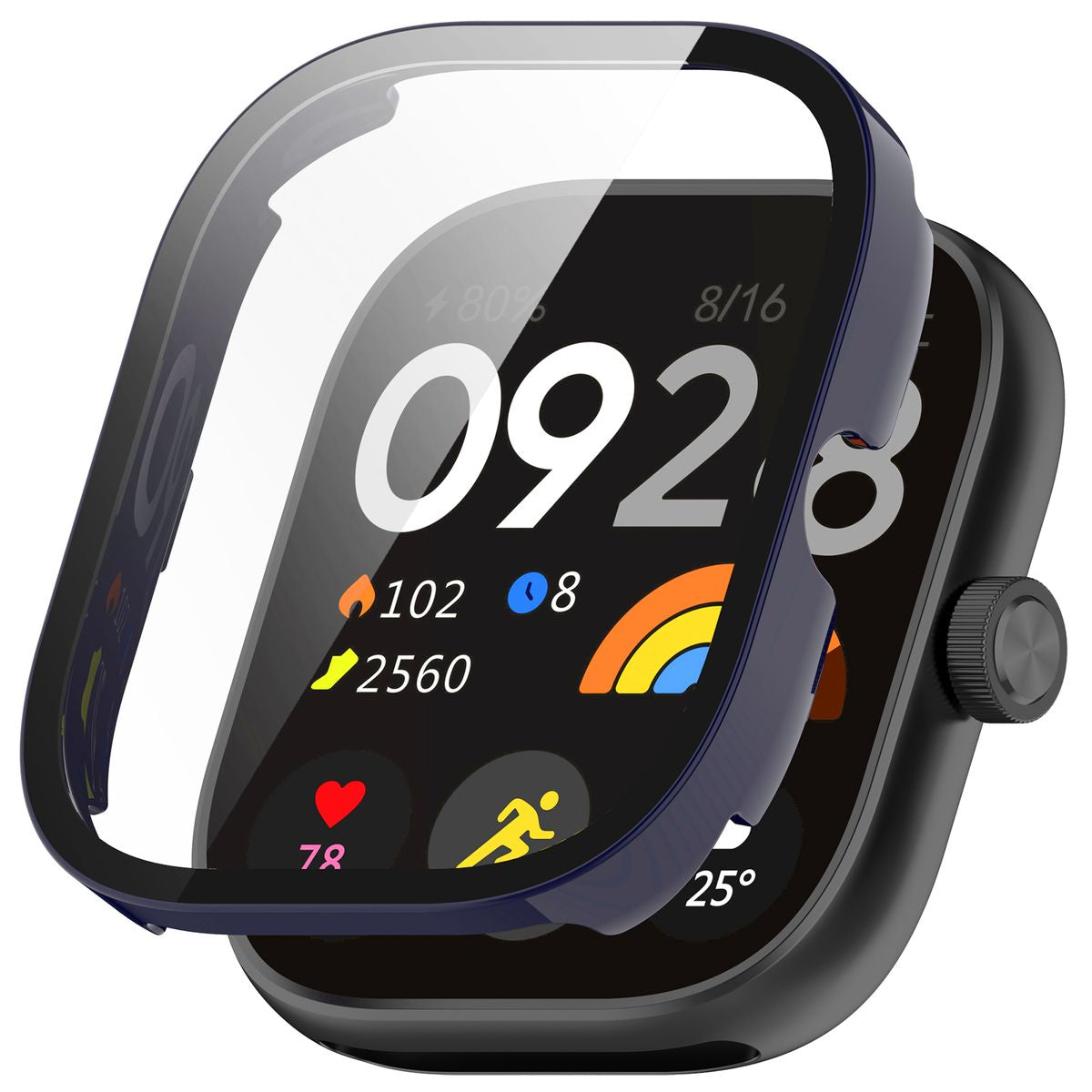 Schutzhülle mit Glas für Xiaomi Redmi Watch 5, Bizon Case Watch Adamo, Blau
