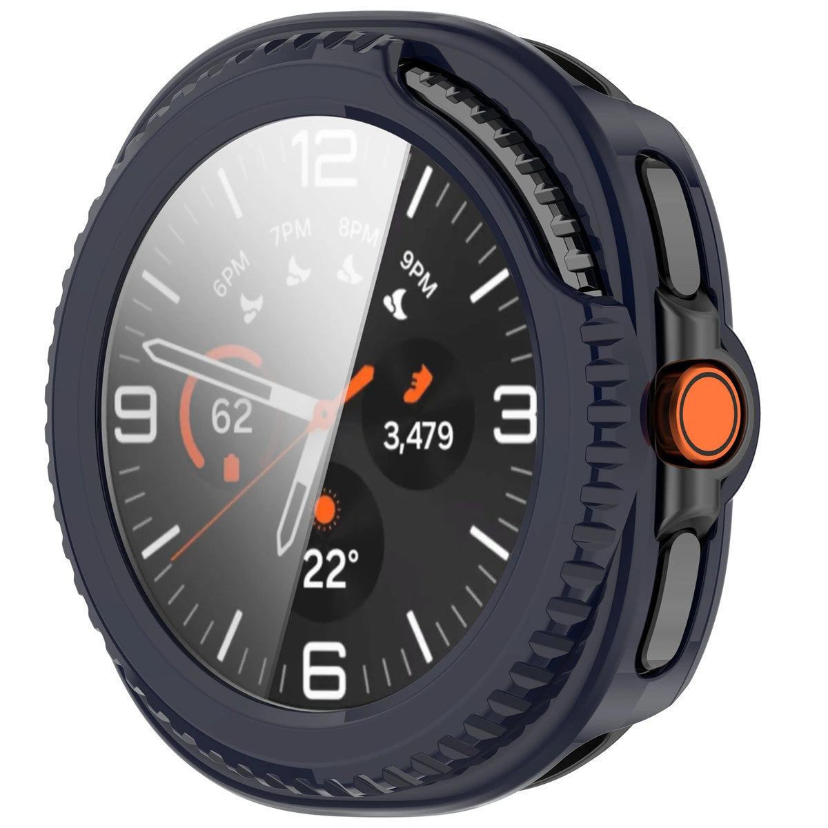 Schutzhülle mit Glas für Samsung Galaxy Watch 8 Classic 46 mm, Bizon Case+Glass Watch, Blau