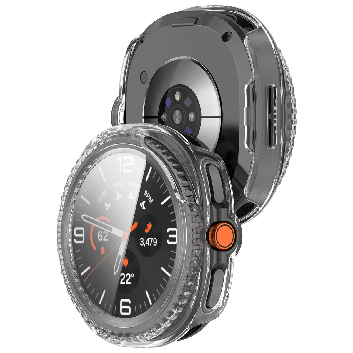 Schutzhülle mit Glas für Samsung Galaxy Watch 8 Classic 46 mm, Bizon Case Watch Adamo, Transparent