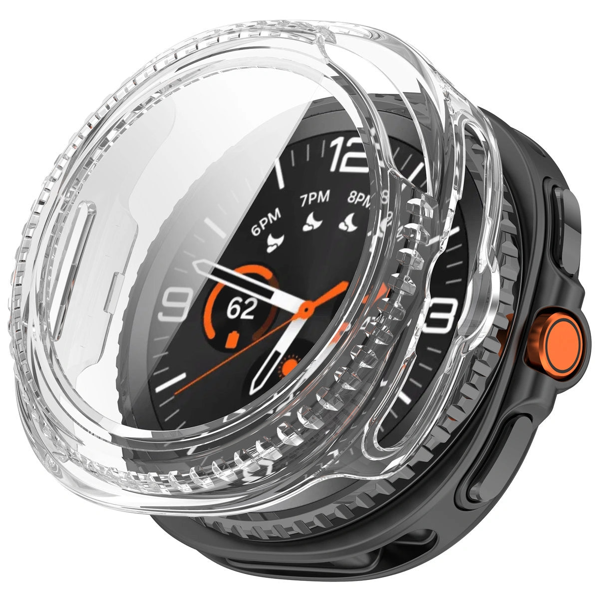 Schutzhülle mit Glas für Samsung Galaxy Watch 8 Classic 46 mm, Bizon Case Watch Adamo, Transparent