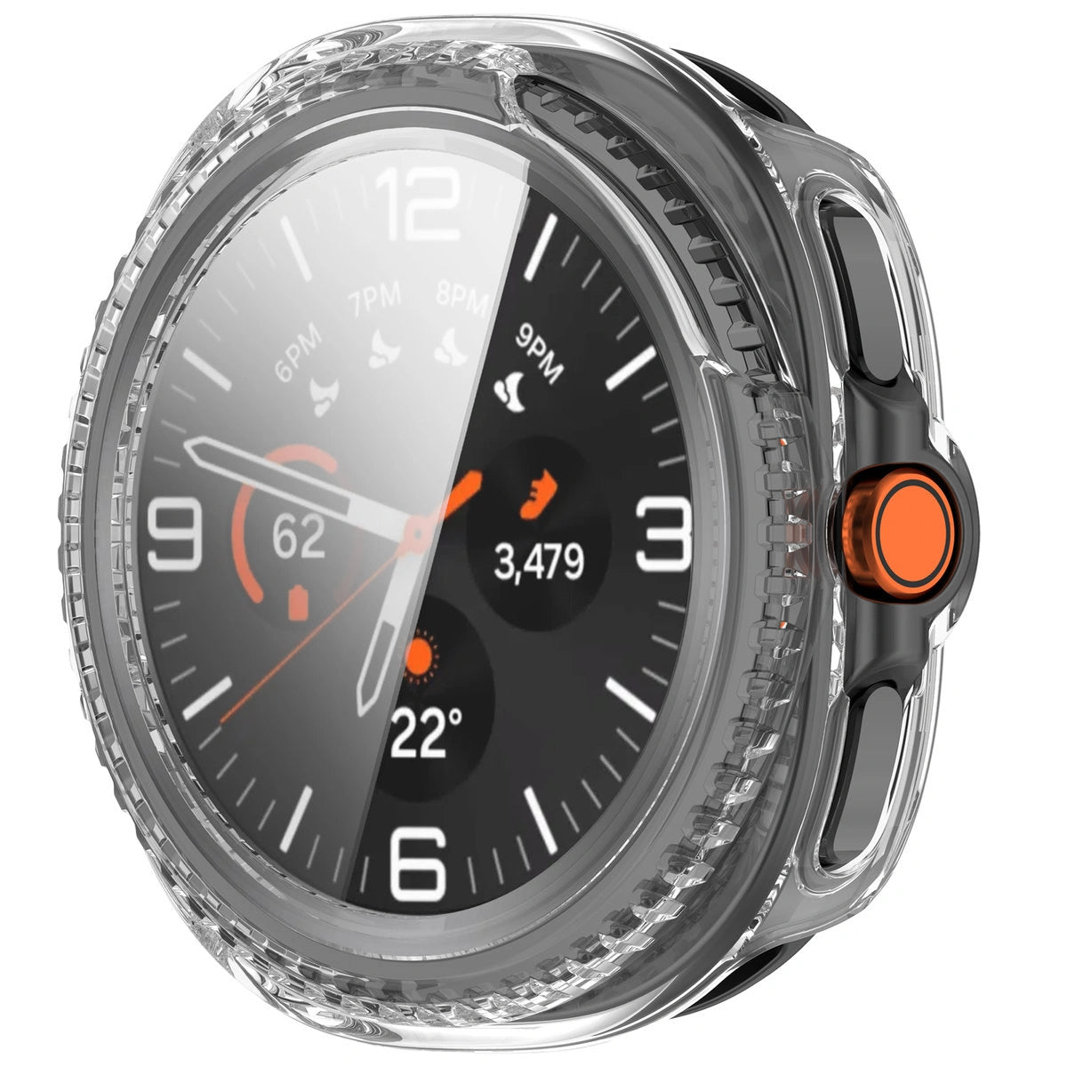 Schutzhülle mit Glas für Samsung Galaxy Watch 8 Classic 46 mm, Bizon Case Watch Adamo, Transparent