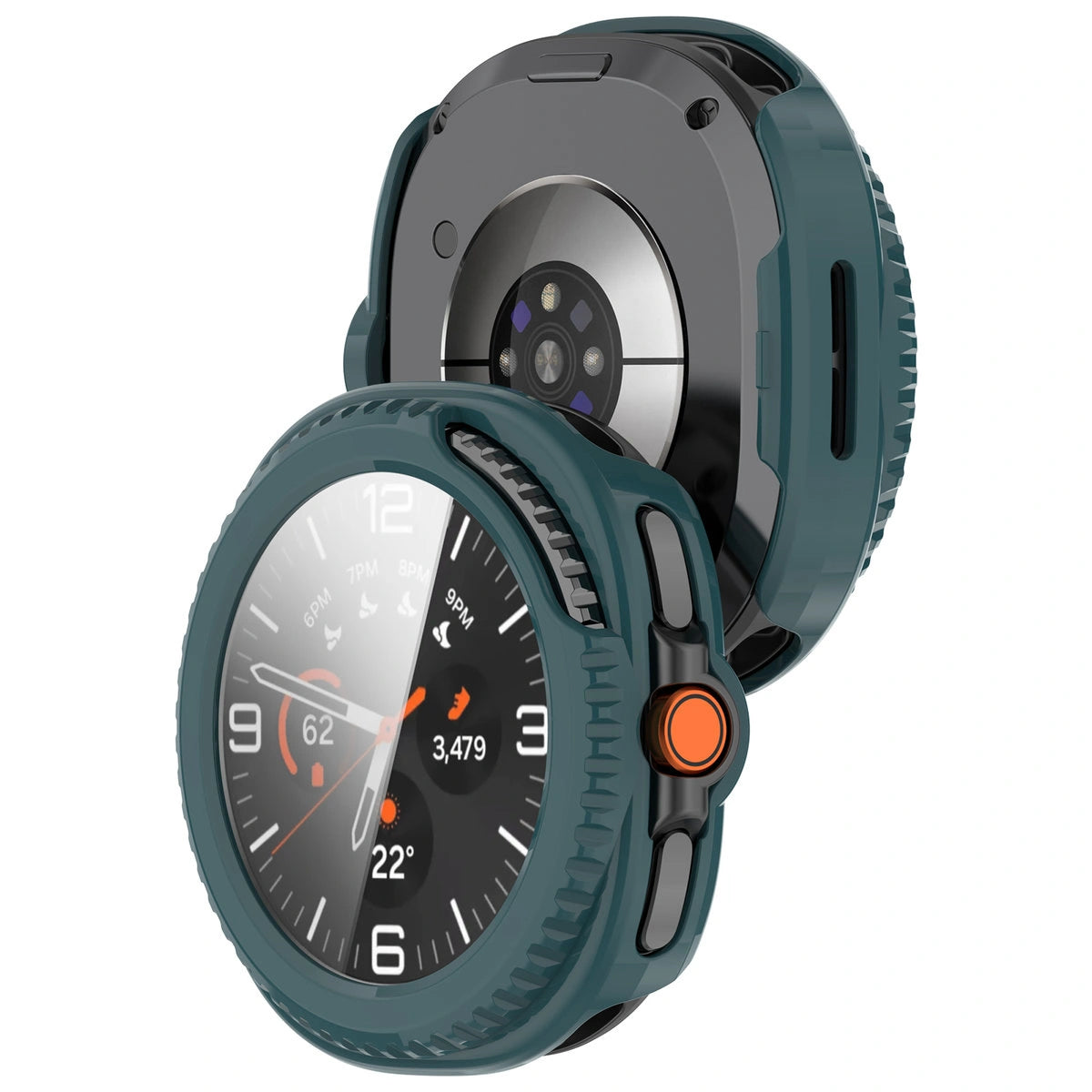 Schutzhülle mit Glas für Samsung Galaxy Watch 8 Classic 46 mm, Bizon Case Watch Adamo, Grün