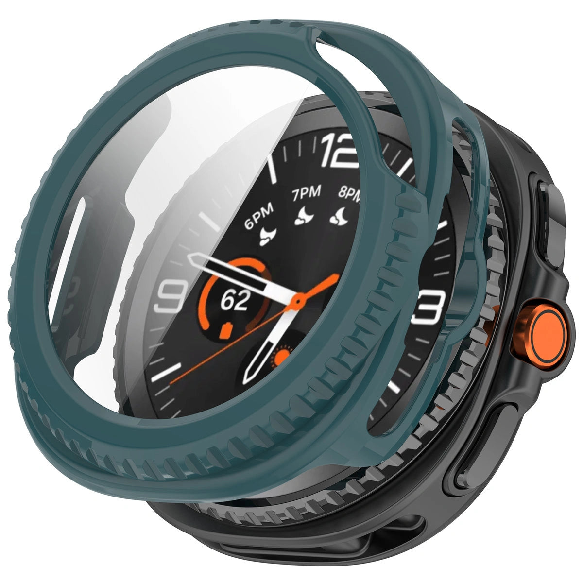 Schutzhülle mit Glas für Samsung Galaxy Watch 8 Classic 46 mm, Bizon Case Watch Adamo, Grün