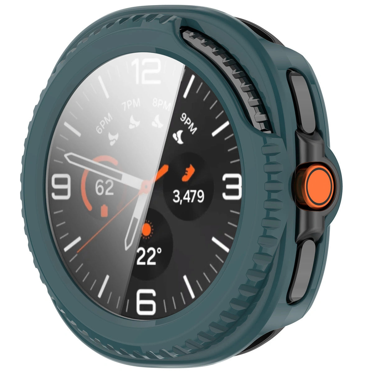 Schutzhülle mit Glas für Samsung Galaxy Watch 8 Classic 46 mm, Bizon Case Watch Adamo, Grün