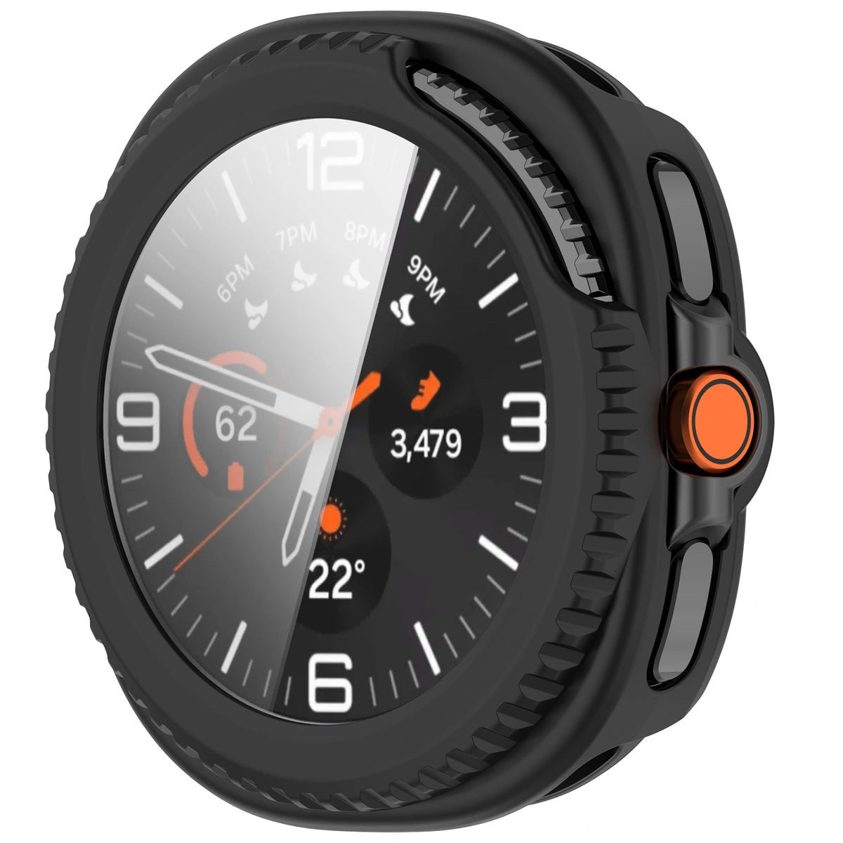 Schutzhülle mit Glas für Samsung Galaxy Watch 8 Classic 46 mm, Bizon Case Watch Adamo, Mattes Schwarz