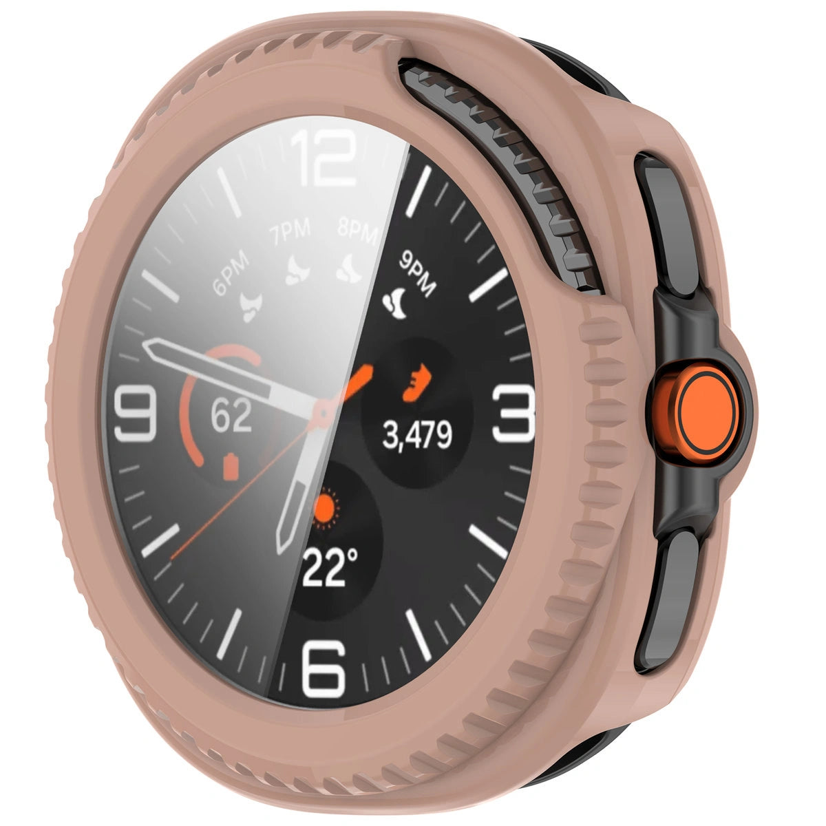 Schutzhülle mit Glas für Samsung Galaxy Watch 8 Classic 46 mm, Bizon Case Watch Adamo, Rosa