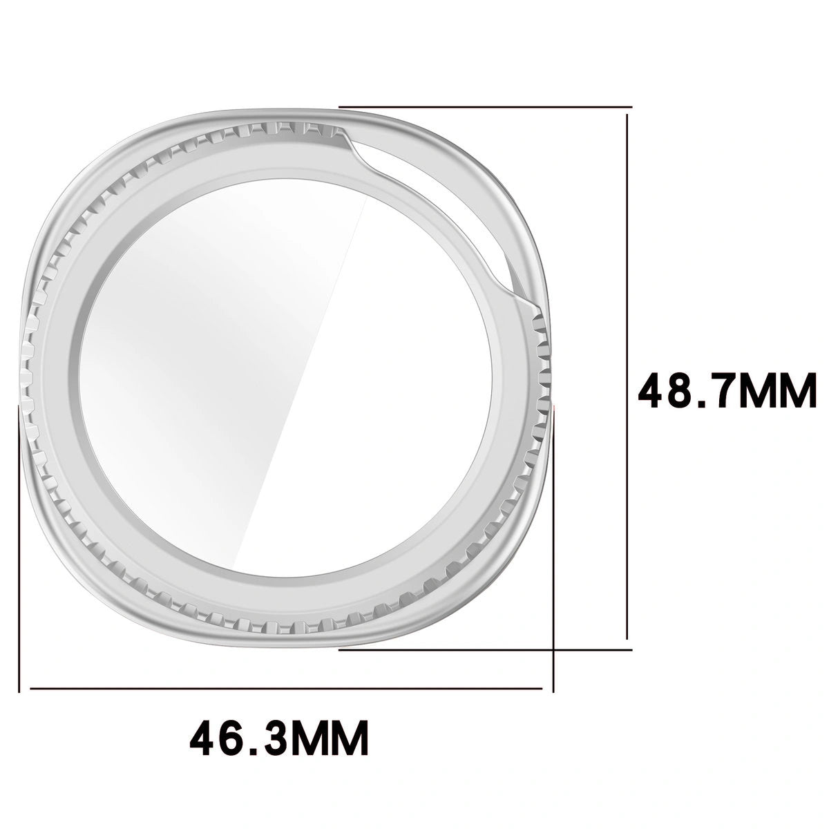 Schutzhülle mit Glas für Samsung Galaxy Watch 8 Classic 46 mm, Bizon Case Watch Adamo, Satin Silber