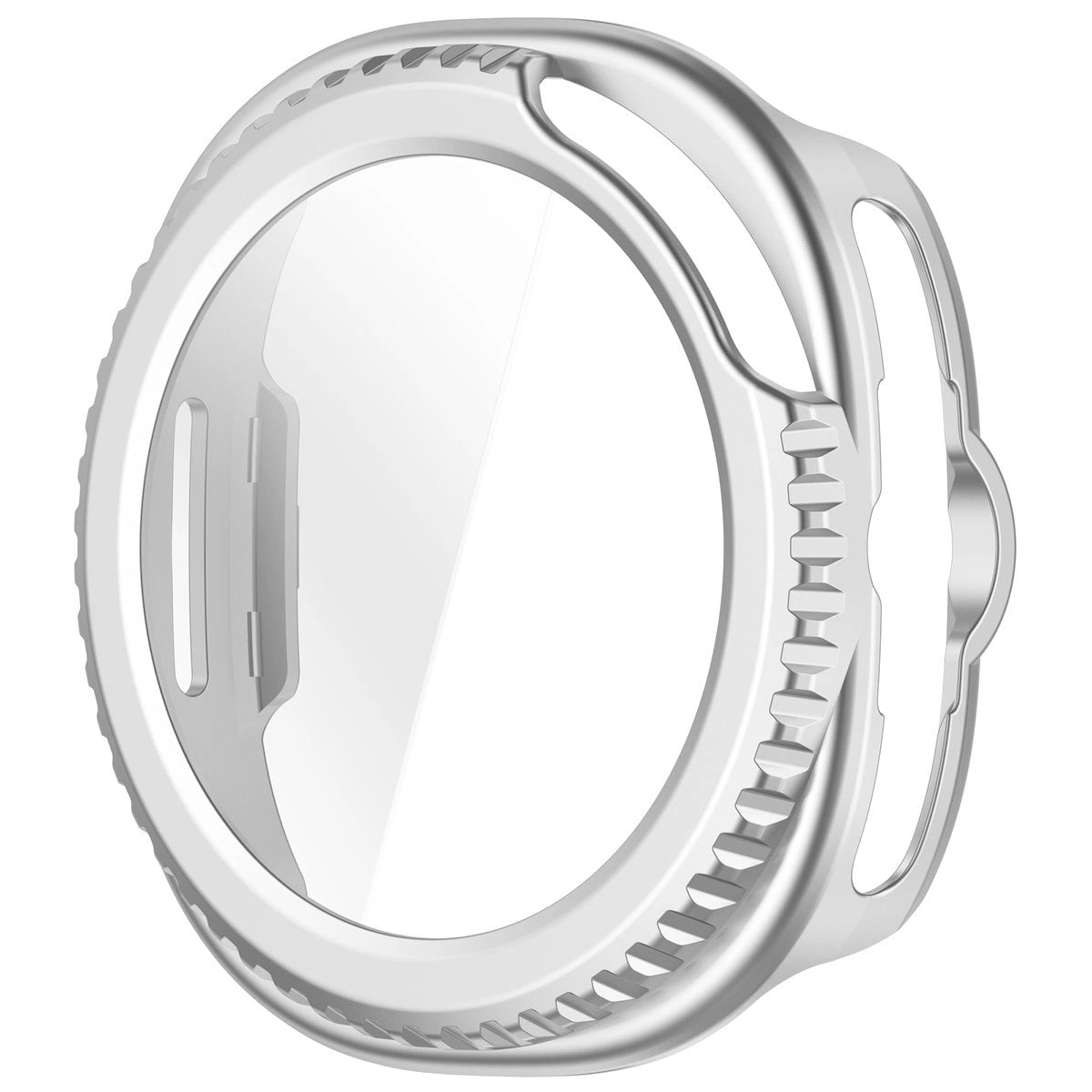 Schutzhülle mit Glas für Samsung Galaxy Watch 8 Classic 46 mm, Bizon Case Watch Adamo, Satin Silber