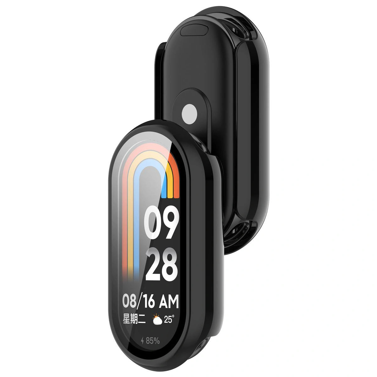 Schutzhülle mit Glas für Xiaomi Smart Band 10, Bizon Case Watch Adamo, Schwarz