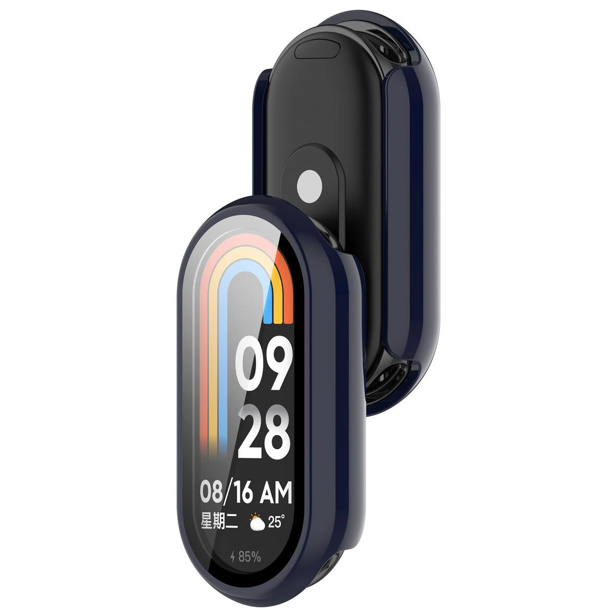 Schutzhülle mit Glas für Xiaomi Smart Band 10, Bizon Case Watch Adamo, Blau