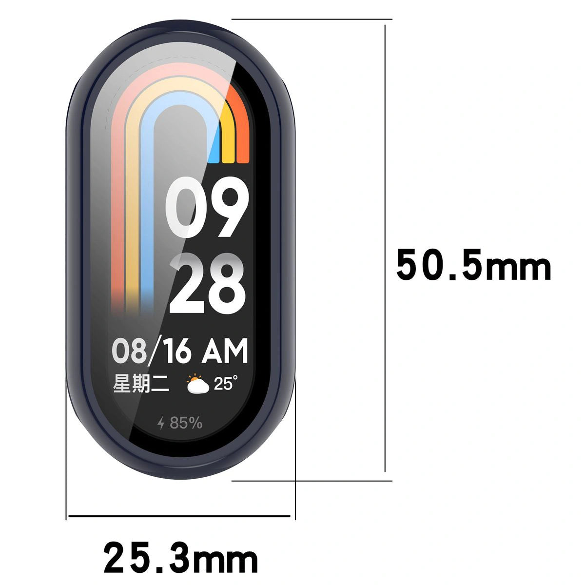Schutzhülle mit Glas für Xiaomi Smart Band 10, Bizon Case Watch Adamo, Blau