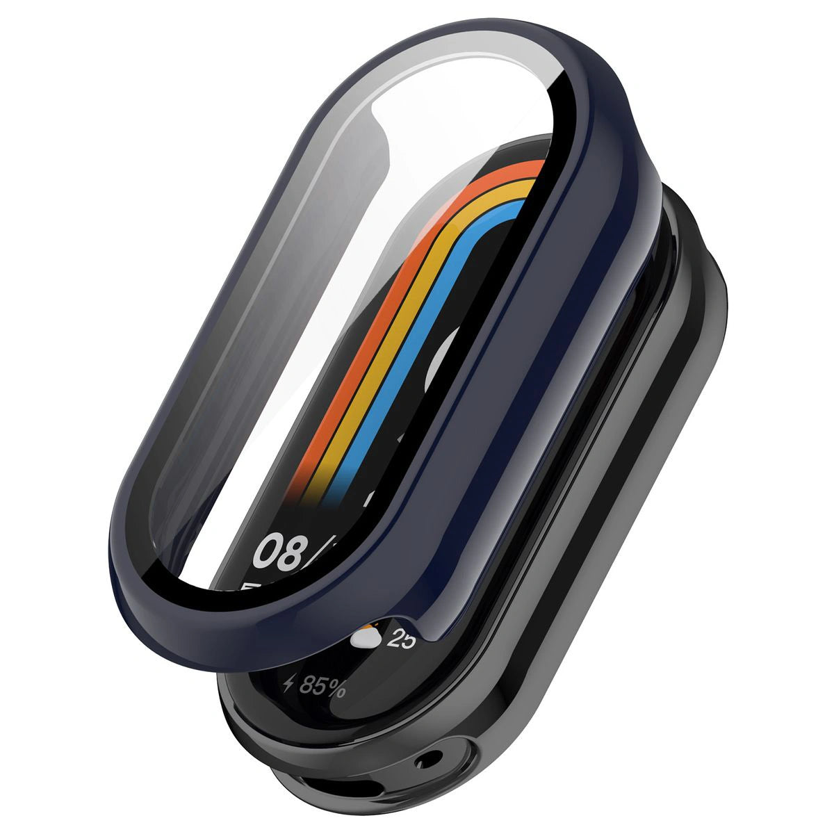 Schutzhülle mit Glas für Xiaomi Smart Band 10, Bizon Case Watch Adamo, Blau